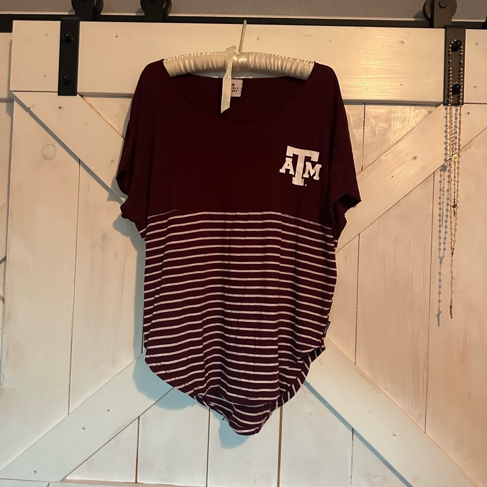 Texas A&M Women's Maroon Striped Top